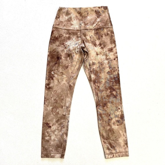 Lululemon Align HR Crop 23” Shine Diamond Dye Misty Shell Cacao Dot Foil Pant 4